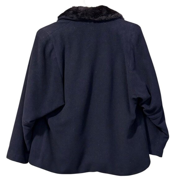 FORSTMANN Wool Angora Hair Women Blue Faux Fur Collar Sz Measured & Skirt VTG - Picture 2 of 16